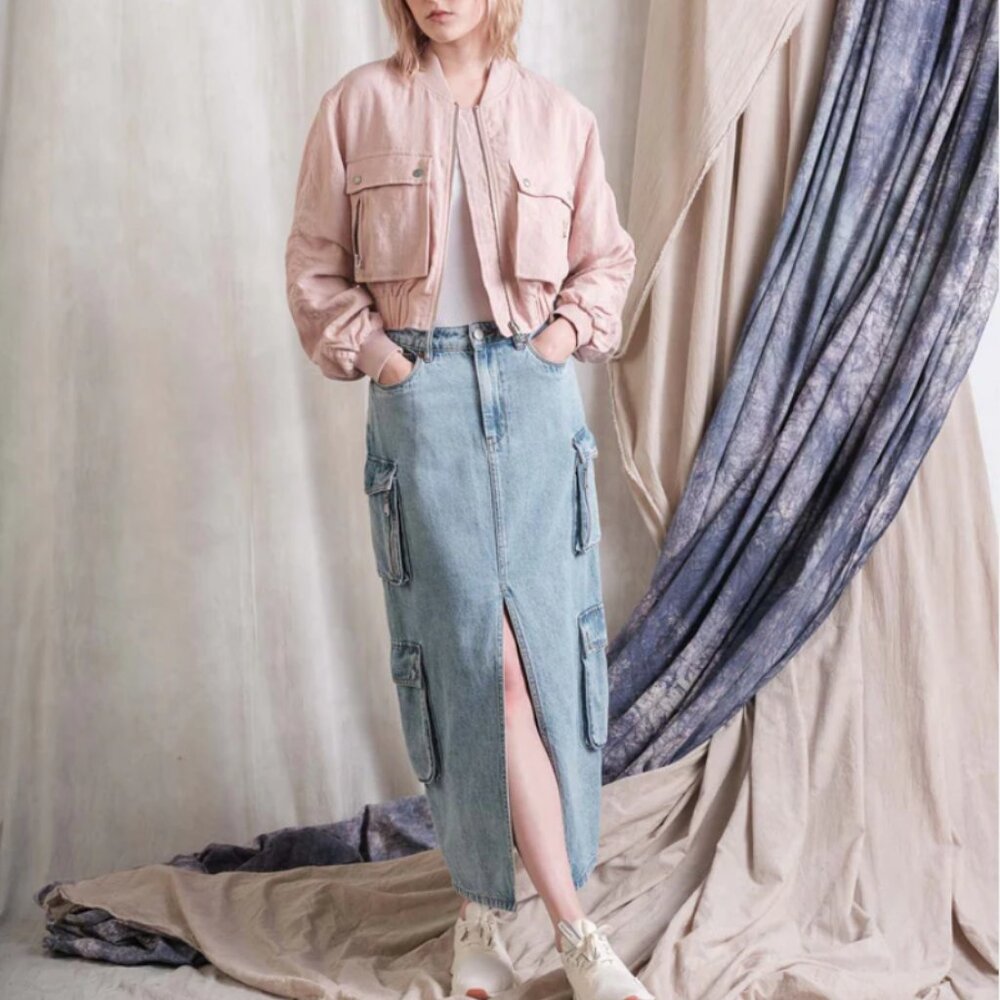 Blank NYC All Heart Cargo Denim Maxi Skirt